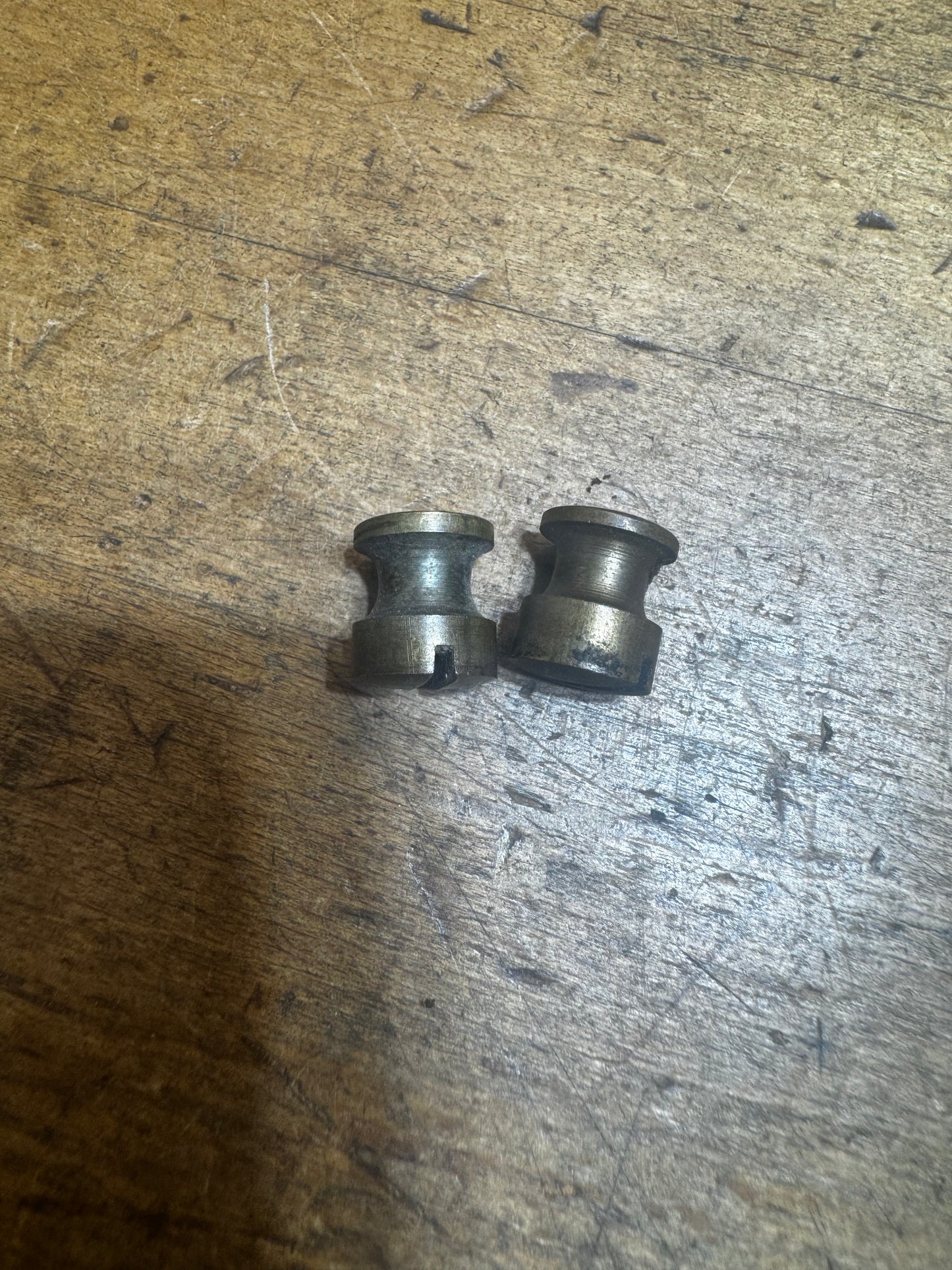 Hourglass style brass barrel nuts