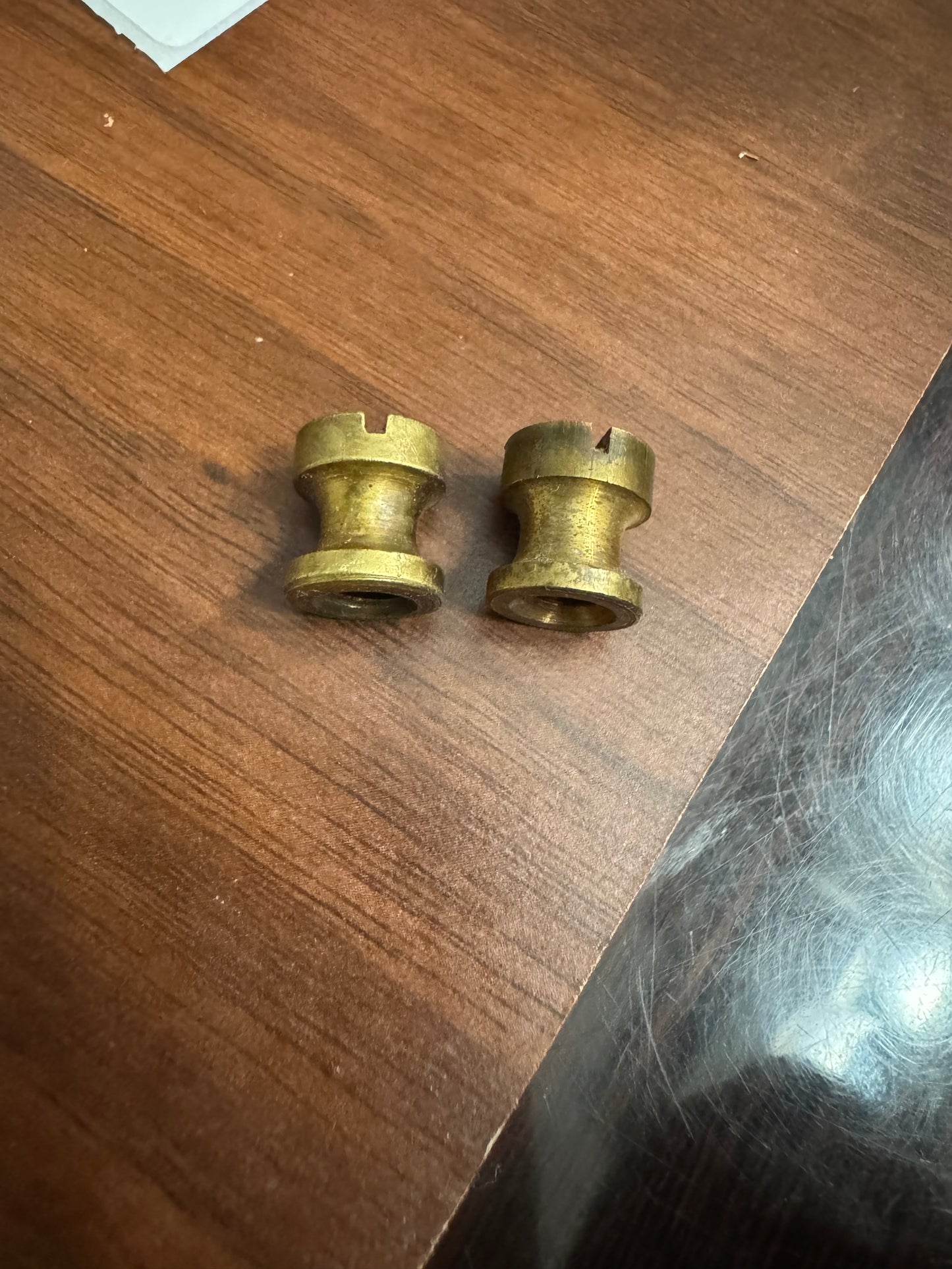 Hourglass style brass barrel nuts