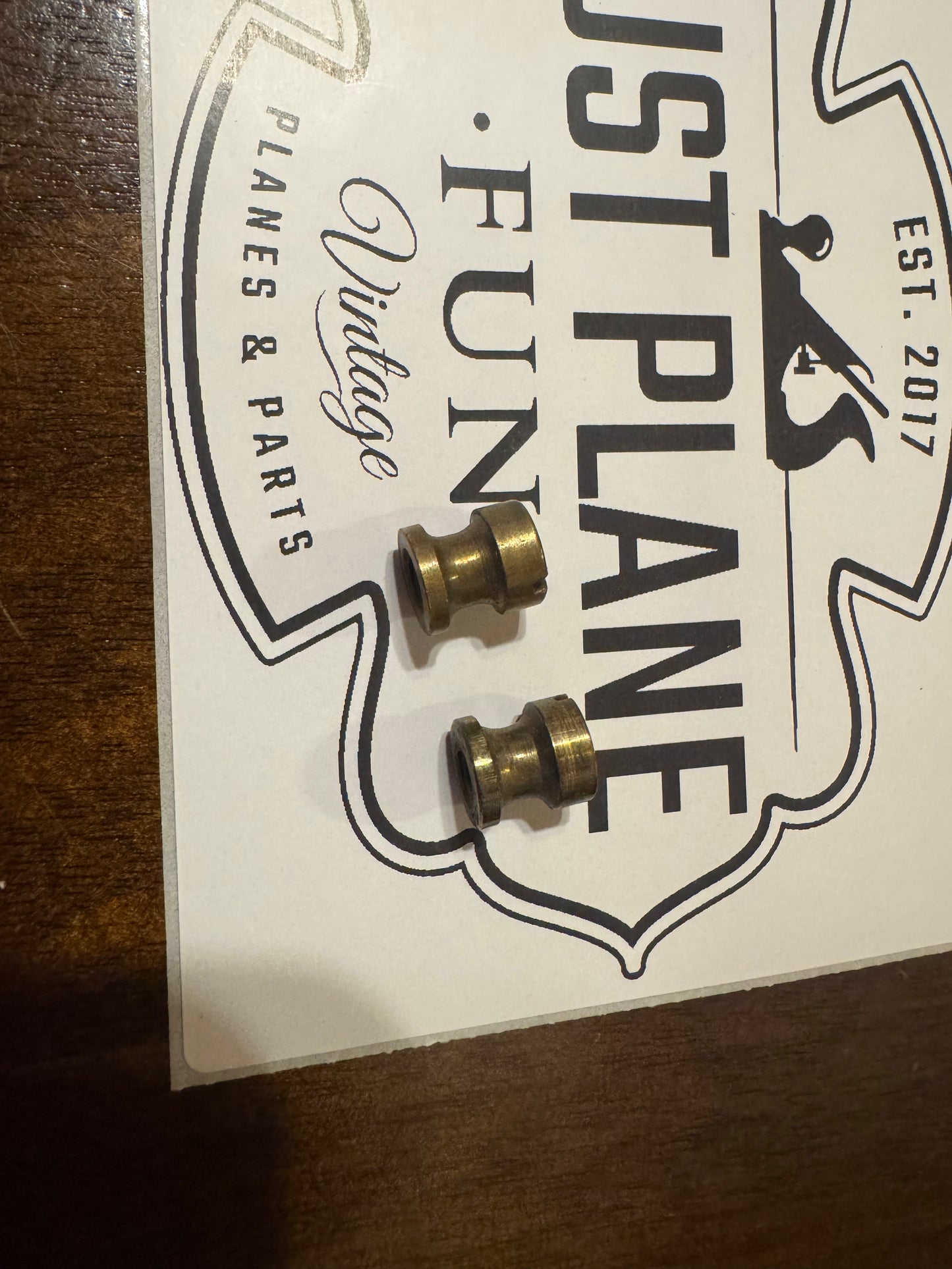 Hourglass style brass barrel nuts - 2 available, priced individually